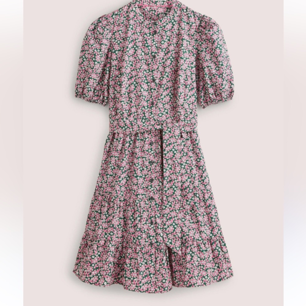 Boden Tiered Paisley/Flower print Shirt Dress